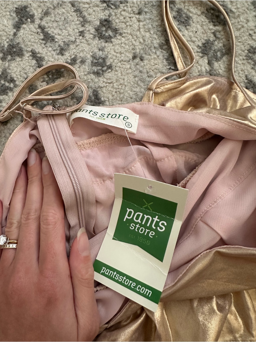 Metallic Tiered Mini Dress In Champagne Pink — image 2 of 2